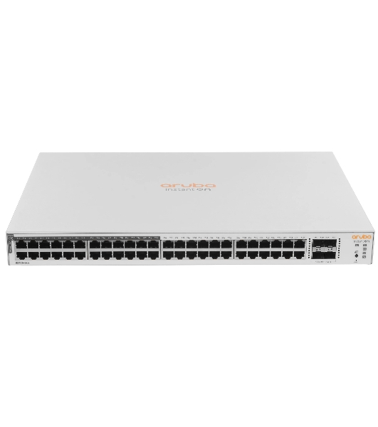 Коммутатор HPE Aruba Instant On 1830 48G 24p Class4 PoE 4SFP 370W, 24×1 Гбит/с PoE+ + 4×1 Гбит/с SFP, настраиваемый