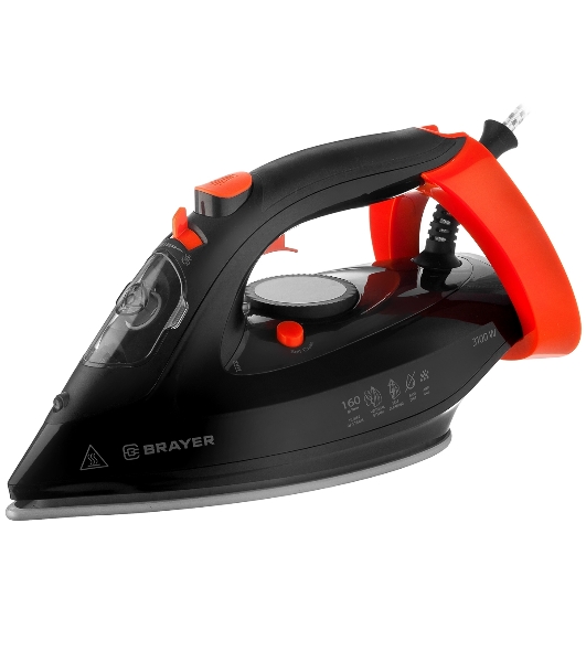 Утюг BRAYER BR4007 черный/оранжевый, 3100 Вт, 35 г/мин, 160 г/мин, 265 мл