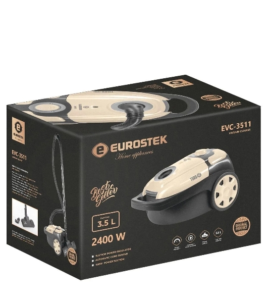Пылесос Eurostek EVC-3511 бежевый, 420/2400 Вт, уборка сухая, пылесборник мешок 3,5 л