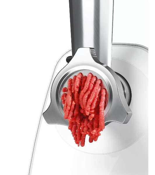 Мясорубка электрическая Bosch MFW2520W белый, 1500 Вт, 1.7 кг/мин, насадки - 4