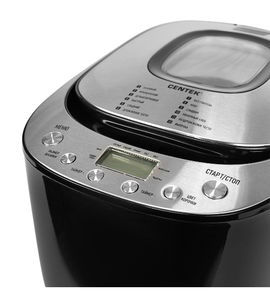 Хлебопечка Centek CT-1418 серебристый, 650 Вт, 0.9 кг, 12 программ