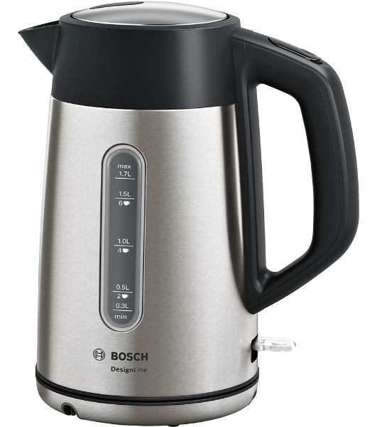 Электрочайник Bosch TWK4P440 черный, 1.7 л, 2400 Вт, скрытый нагревательный элемент