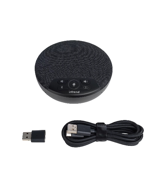 Спикерфон Intrend ITSPH-W200 4 капсюля, BT+USB, эффективный радиус 3м, ANC, AEC, AGC, полнодуплексная связь, беспроводное каскадирование 2х спикерфонов, аккумулятор: время работы в режиме разговора до 12 часов. В комплекте USB-dongle