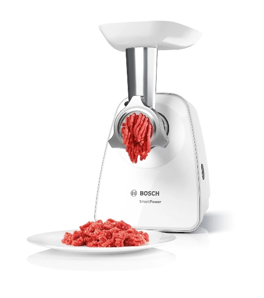 Мясорубка электрическая Bosch MFW2520W белый, 1500 Вт, 1.7 кг/мин, насадки - 4