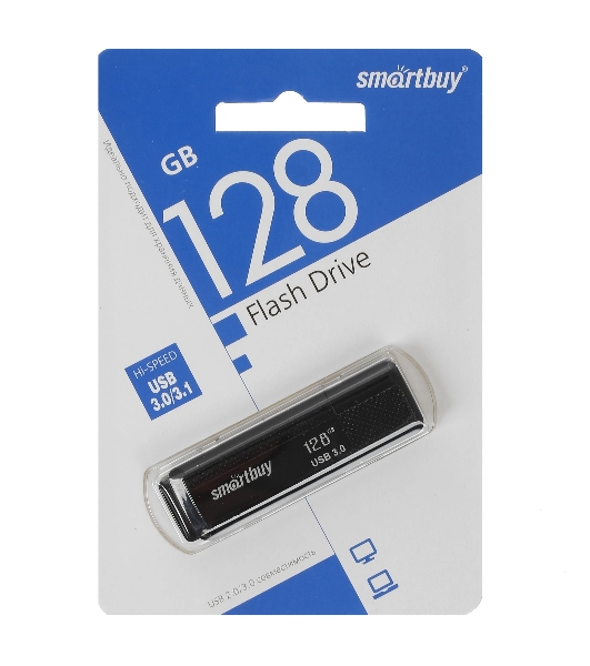 Флешка USB Smartbuy Dock (SB128GbDK-K3), 128Gb, USB 3.0, R/W , черный