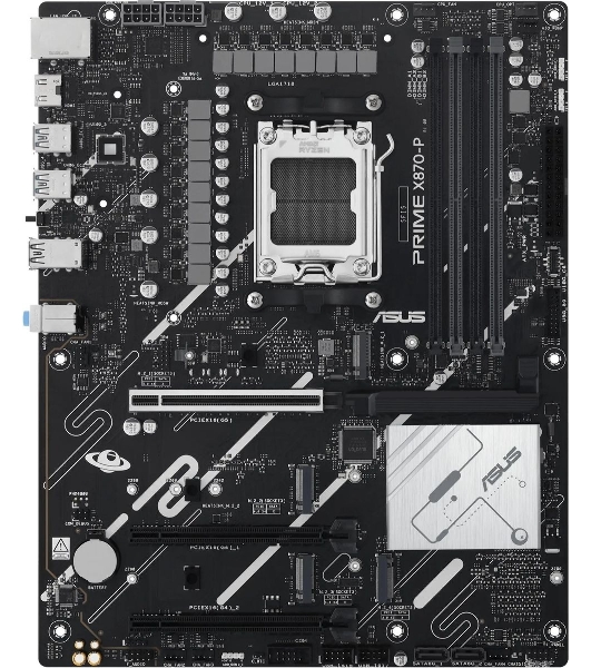 Материнская плата ASUS PRIME X870-P, AM5, AMD X870, 4xDDR5, 2xSATA, 4xM.2, 1xPCIe 5.0 x16, 2xPCIe 4.0 x1, 1xHDMI, 2xUSB-C, 1x 2.5Gb LAN, 4xUSB-A 3.2 Gen 1, 1xUSB-A 3.2 Gen 2, 4xUSB-A 2.0, 3x3.5 мм, 7.1, ATX