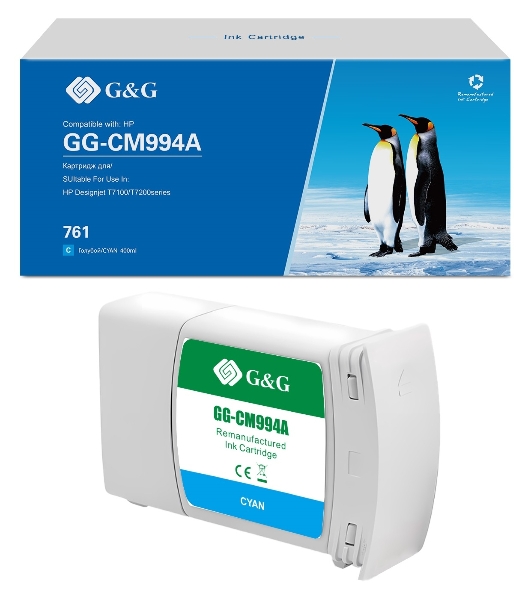 Картридж струйный G&G GG-CM994A 761 голубой (400 мл) для HP Designjet T7100/T7200