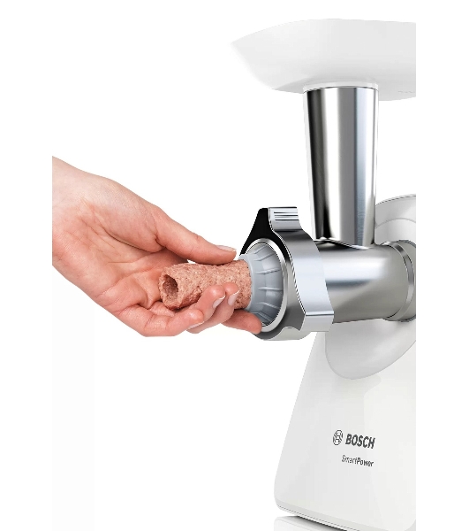 Мясорубка электрическая Bosch MFW2520W белый, 1500 Вт, 1.7 кг/мин, насадки - 4