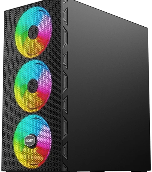 Компьютерный корпус SOEYI 'AX8-B20 SOEYI ATX case with черный coating front panel with flat bigger mesh, without'
