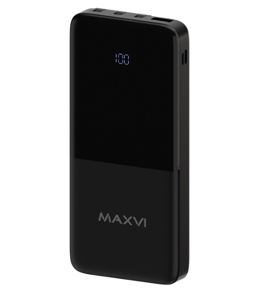 Портативный аккумулятор Maxvi PB10-09 10000 мАч, 2A USB + кабели: Type-C/Lightning/MicroUSB