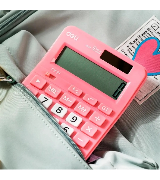 Калькулятор настольный Deli EM210FPINK розовый 12-разр.
