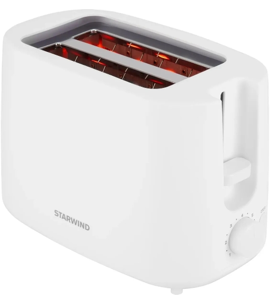 Тостер Starwind ST4107 белый, 750 Вт, 2 слота