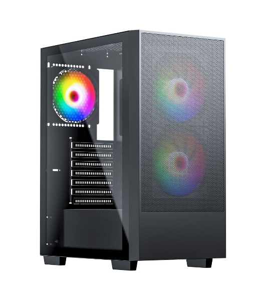 Компьютерный корпус ACD Citadel 106 ATX, черный, USB 3.0x1, USBx2+HD audio,1x12см ARGb rear+2x14см ARGb front,TG