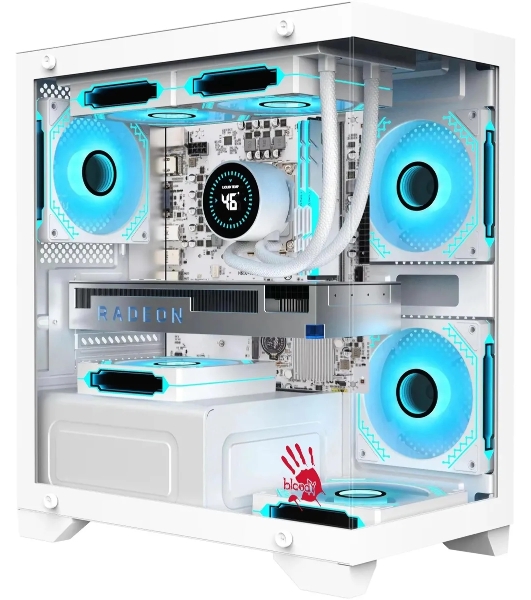 Компьютерный корпус Bloody BD-CC103 белый без БП mATX 7x120мм 1xUSB 2.0 1xUSB 3.0 audio bott PSU