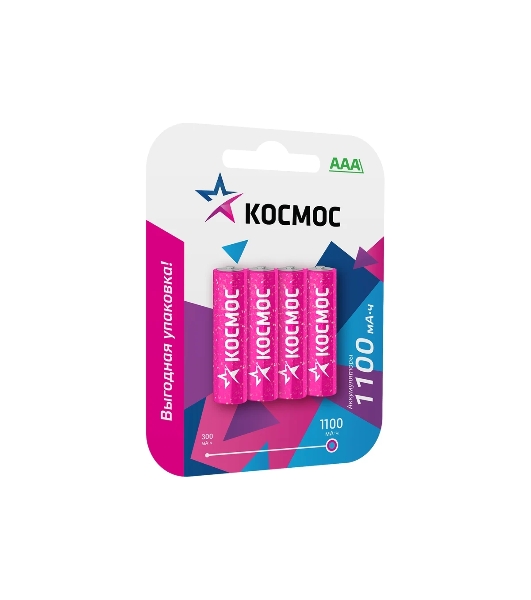 Аккумулятор Космос AAA/R03 Ni-MH 1100 мАч (блист.4шт)