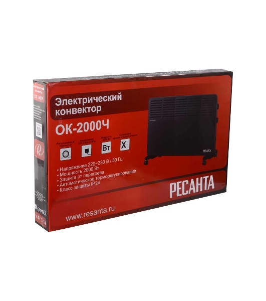 Конвектор Ресанта ОК-2000Ч, черный, 2000 Вт, 25 м2, термостат 67/4/37