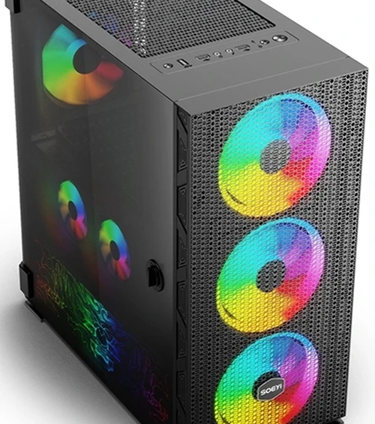 Компьютерный корпус SOEYI 'AX8-B20 SOEYI ATX case with черный coating front panel with flat bigger mesh, without'