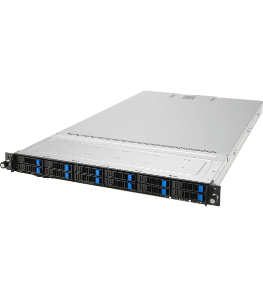 Серверная платформа ASUS RS700-E11-RS12U, 1U, 2x Socket-E LGA4677, 32x DDR5 4800*/5600*, 12x2.5'' NVMe/SATA*/SAS* hsb (*-RAID/HBA need), 2x M.2 PCIe 2260/2280, up to 3x PCIe Gen5 + 1 x int RAID slot, 2 x 10G(Intel X710-AT2) RJ45 LAN, 1+1 1600W