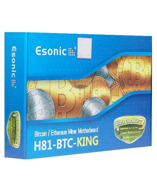 Материнская плата Esonic H81-BTC-KING, LGA 1150, Intel H81, 2xDDR3, 4xSATA, 1xPCIe 3.0 x16, 2xPCIe 2.0 x1, 1xVGA, 1xHDMI, 1x1Gb LAN, 2xUSB-A 5Gbps, 2xUSB-A 2.0, 7.1, ATX