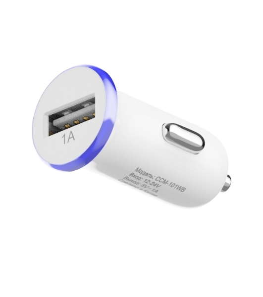 Автомобильное зарядное устройство Maxvi CCM-101WB USB 1А бело-синий