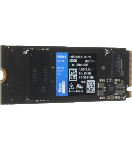 Накопитель SSD 500GB WD Blue SN5100, NVMe, M.2 2280, PCI-E 4x4 R/W - 5600/6600 Mb/s