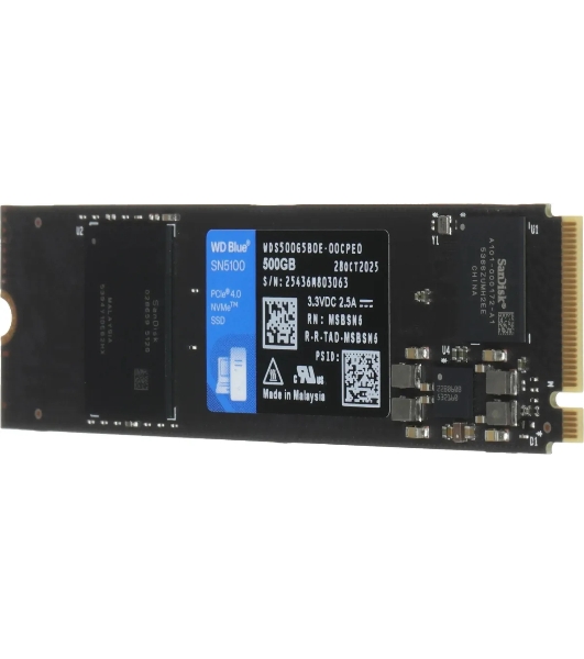 Накопитель SSD 500GB WD Blue SN5100, NVMe, M.2 2280, PCI-E 4x4 R/W - 5600/6600 Mb/s