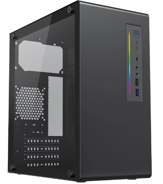 Корпус Foxline FL-728TG-U3C, Mini-Tower, чёрный