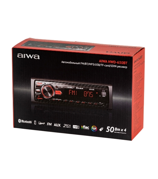 Автомагнитола AIWA HWD-650BT, 1 DIN, Bluetooth, USB Type-A, AUX, пульт ДУ