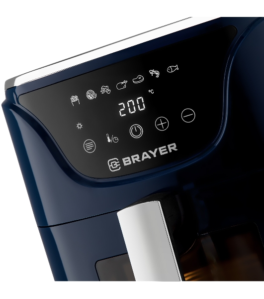 Аэрогриль BRAYER BR2036 синий, 1500 Вт, 5 л, упр. - сенсор, программ - 7