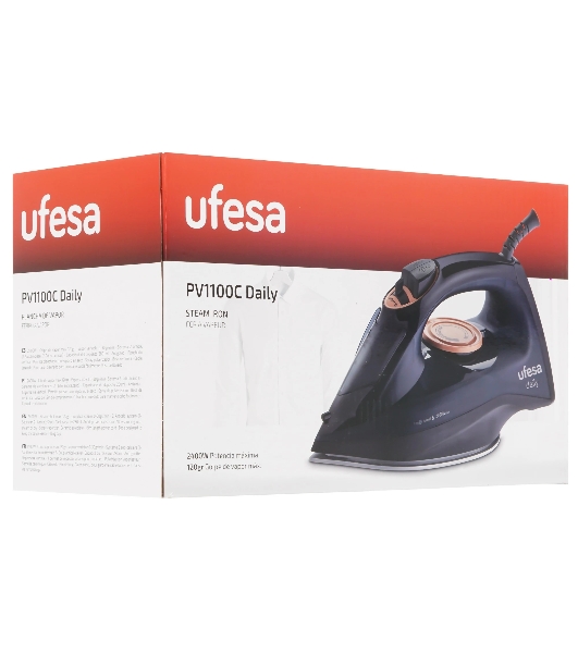 Утюг Ufesa PV1100C DAILY черный/синий, 2400 Вт, 30 г/мин, 120 г/мин, 280 мл