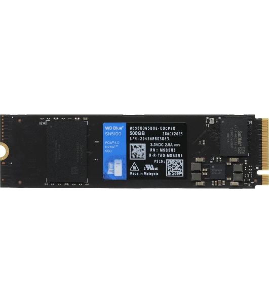Накопитель SSD 500GB WD Blue SN5100, NVMe, M.2 2280, PCI-E 4x4 R/W - 5600/6600 Mb/s