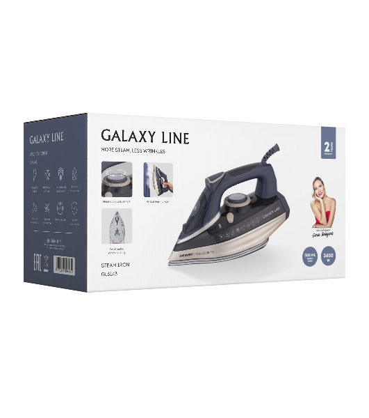 Утюг Galaxy Line GL 6143 синий, 3400 Вт, 80 г/мин, 240 г/мин, 300 мл