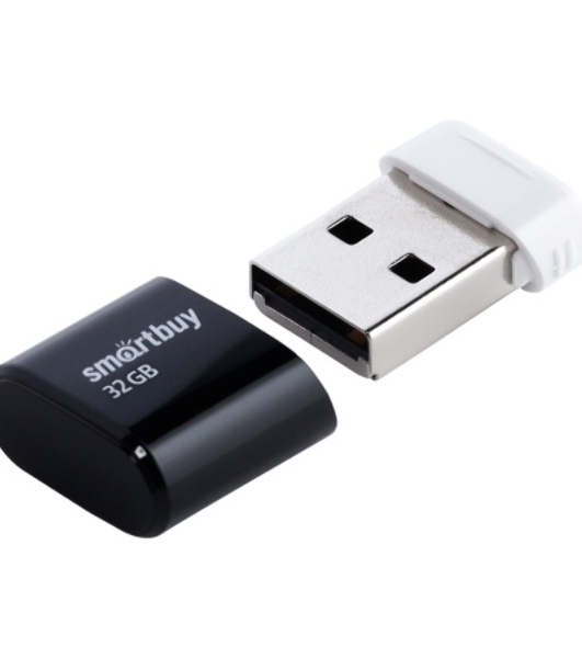 Флешка USB Smartbuy LARA Black (SB32GbLARA-K), 32Gb, USB 2.0, R/W 15/5, черный/белый