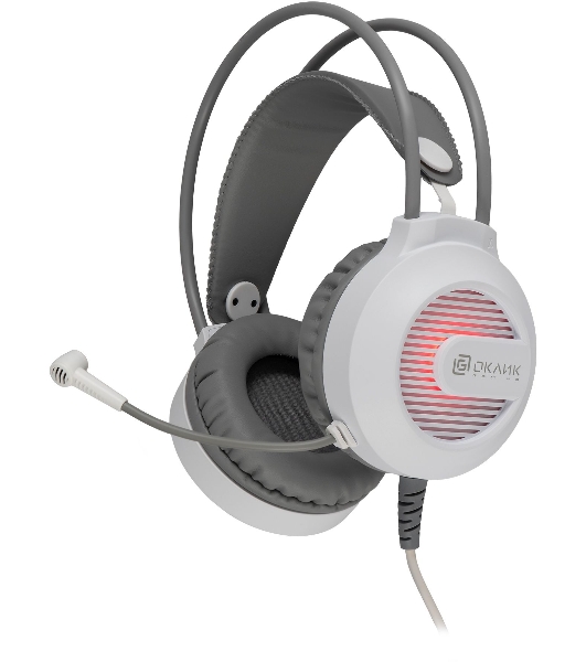 Гарнитура Oklick HS-L300G белый, проводная, 3.5 мм, подсветка