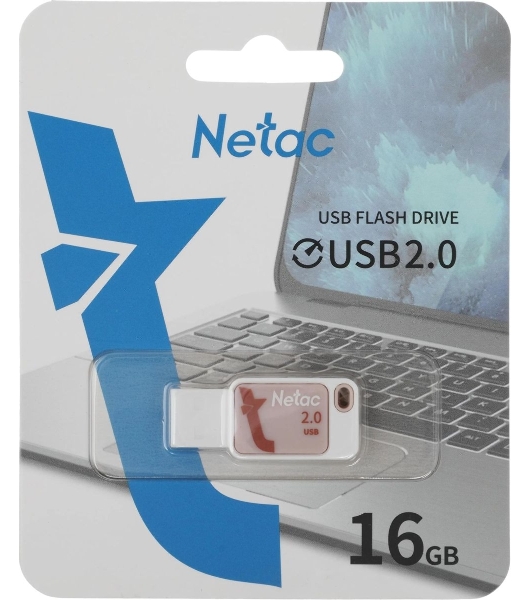 Флешка USB Netac UA31 (NT03UA31N-016G-20P), 16Gb, USB 2.0, R/W 110/45, розовый/белый