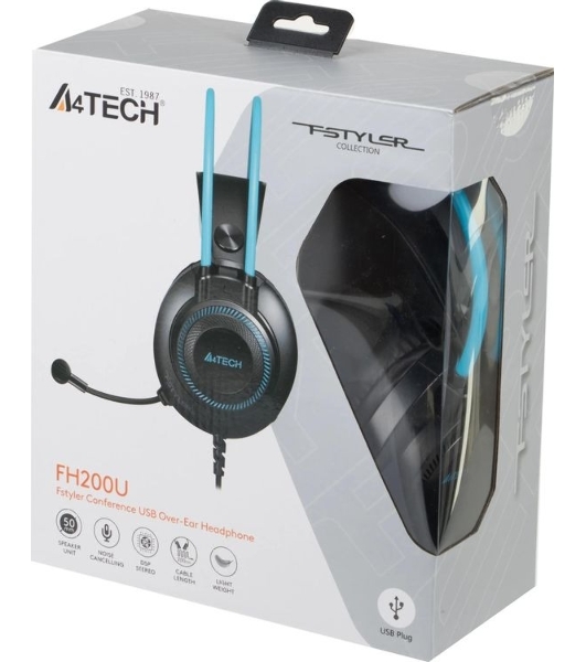 Гарнитура A4Tech Fstyler FH200U серый/синий, проводная