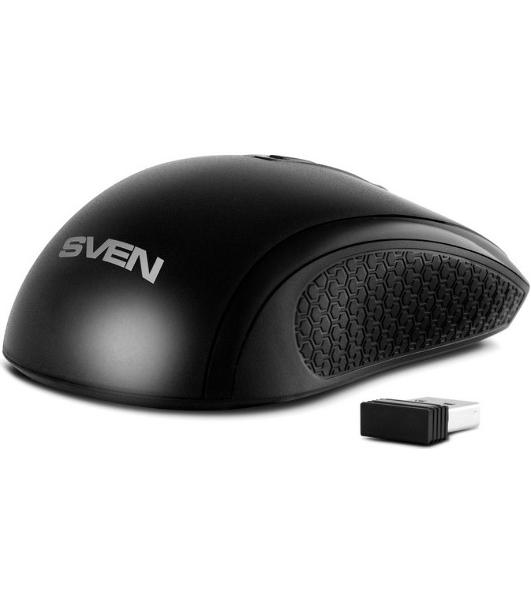 Мышь беспроводная SVEN RX-220W черный, 1600 dpi, радиоканал, USB, кнопки - 4