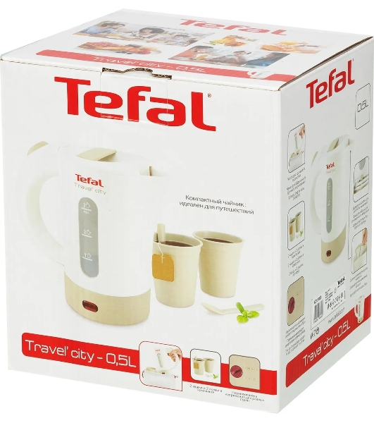 Электрочайник Tefal KO120130 белый/бежевый, 0.5 л, 650 Вт, скрытый нагревательный элемент