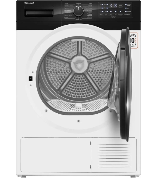 Сушильная машина Weissgauff WD 6110 B Heat Pump белый, 10 кг, сушка - тепловой насос, программ - 16, 60 x 85 x 62 см