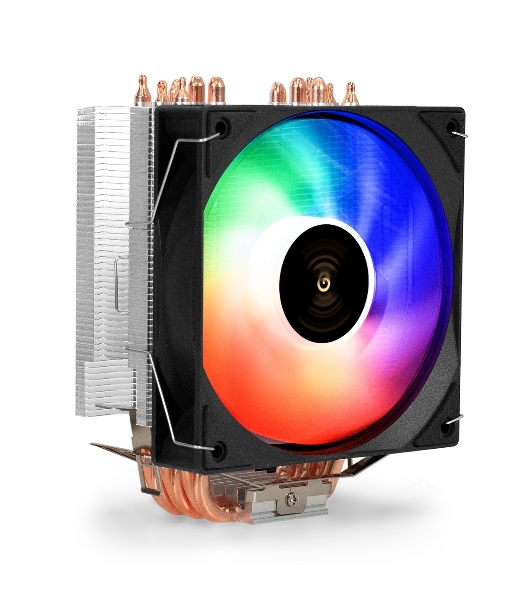 Кулер ExeGate Wizard EXX600-PWM.ARGb (Al+Cu, 6 тепл.трубки, LGA775/1150/1151/1155/1156/1200/1700/1851/AM2/AM2+/AM3/AM3+/AM4/AM5/FM1/FM2/754/939/940, TDP 180W, Fan 120мм PWM, 800-2400RPM, Hydro bearing, 4pin + 5V 3pin ARGb, 11-24db, 540г, ARGb подсветка, с термопастой, на защелках, Color Box)