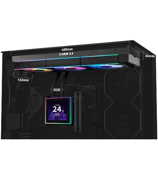 Система водяного охлаждения Lian-Li HydroShift II LCD-S 360CL ARGB Soc-AM5/AM4/1700/1851 черный 4-pin 30dB Al+Cu LCD Ret (G89.GHS2LCDS36CB.R0)