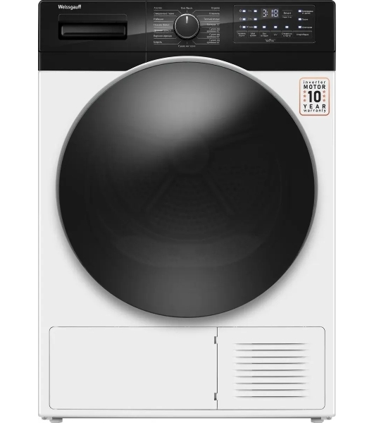 Сушильная машина Weissgauff WD 6110 B Heat Pump белый, 10 кг, сушка - тепловой насос, программ - 16, 60 x 85 x 62 см