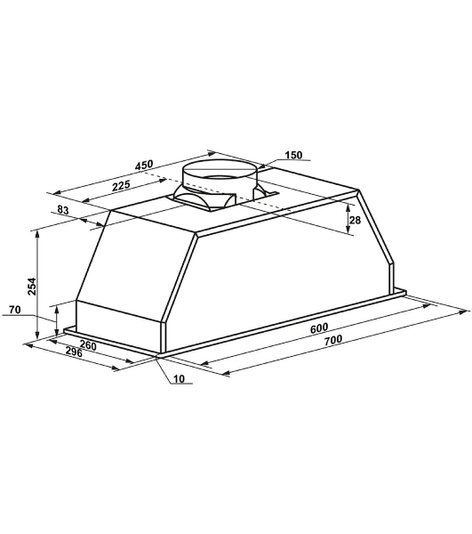 Вытяжка встраиваемая Maunfeld Crosby Light 70 нержавеющая сталь, 70 см, 800 куб. м/ч, 49 дБ