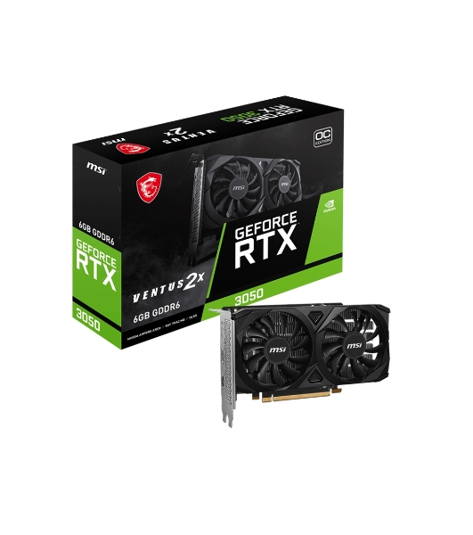 Видеокарта MSI RTX 3050 VENTUS 2X E 6G OC NVIDIA RTX 3050 6Gb, GDDR6, PCI-E 4.0, HDMIx2 DPx1 HDCP
