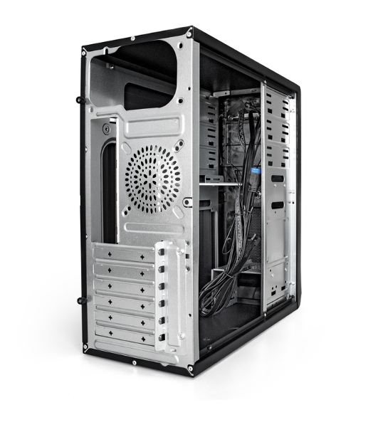 Компьютерный корпус Miditower ExeGate CP-603UB-UNS450 (ATX, БП UNS450 с вент. 12см, 2хUSB, аудио, черный)
