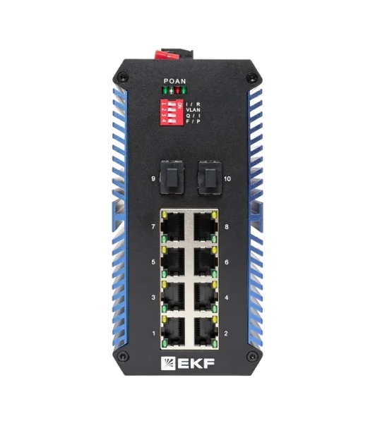 Коммутатор EKF TSX-U-2GX/SFP-8GTP, 8×1 Гбит/с PoE + 2×1 Гбит/с SFP, неуправляемый