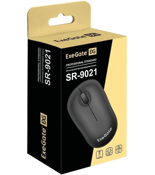 Мышь беспроводная ExeGate Professional Standard SR-9021 черный, 1200 dpi, радиоканал, USB, кнопки - 3