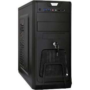 Компьютерный корпус Miditower ExeGate CP-603UB-UNS450 (ATX, БП UNS450 с вент. 12см, 2хUSB, аудио, черный)