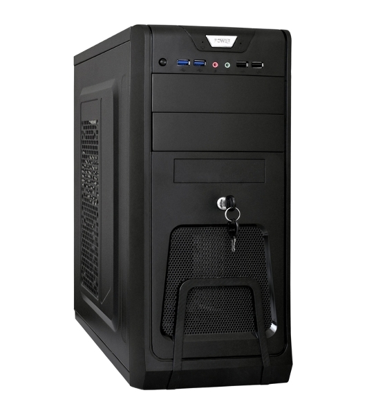Компьютерный корпус Miditower ExeGate CP-603UB-UNS450 (ATX, БП UNS450 с вент. 12см, 2хUSB, аудио, черный)