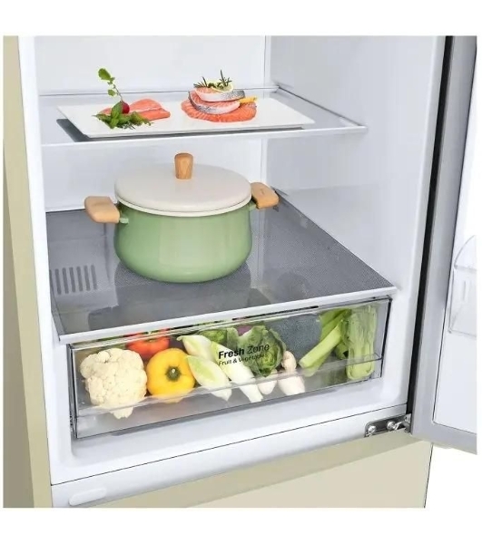 Холодильник LG GA-B509CEWL бежевый двухкамерный 277/107л морозилка снизу, No Frost